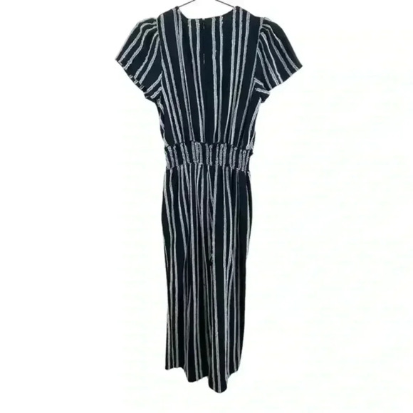 Anthropologie Dolan Navy Striped Canovas Cotton Wide‎ Leg Jumpsuit - Picture 3 of 9